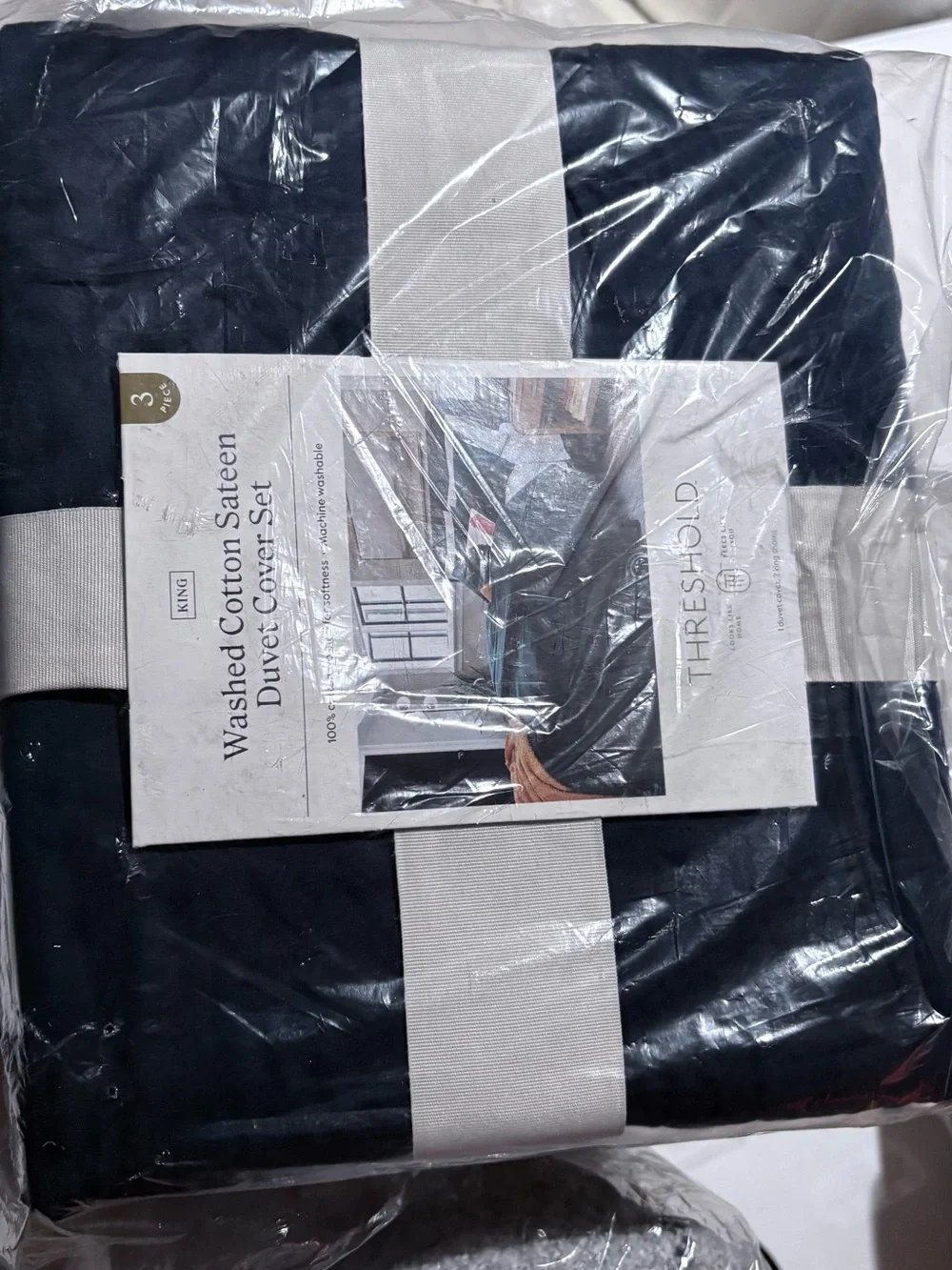 Threshold Navy Duvet Cover Set with Cream Accent